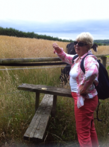 Irene refusing to take the footpath through a field of horses